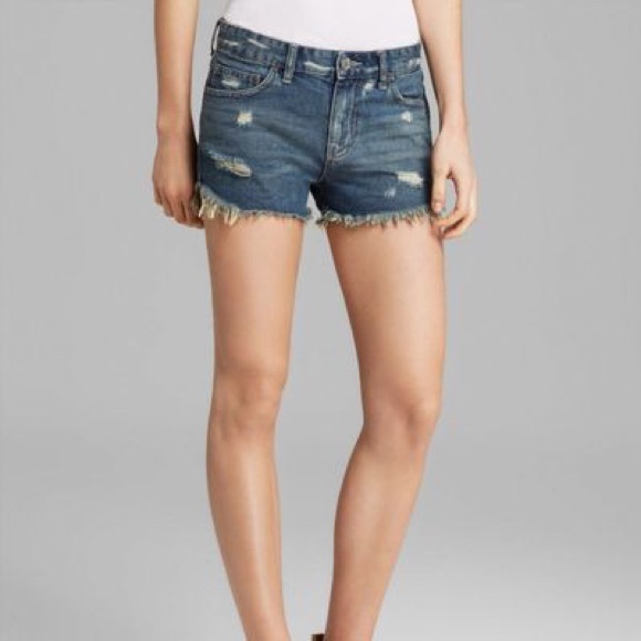 Free People Pants - FREE PEOPLE Distressed Dolphin Hem Jean Shorts